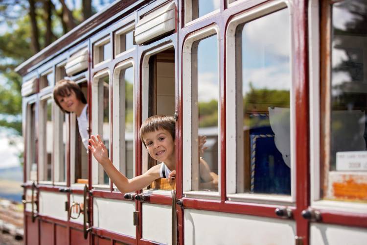 kids on a trolley