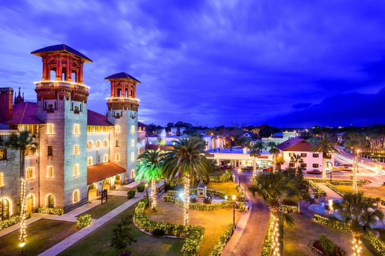 flager college museum in st augustine with christmas decorations 