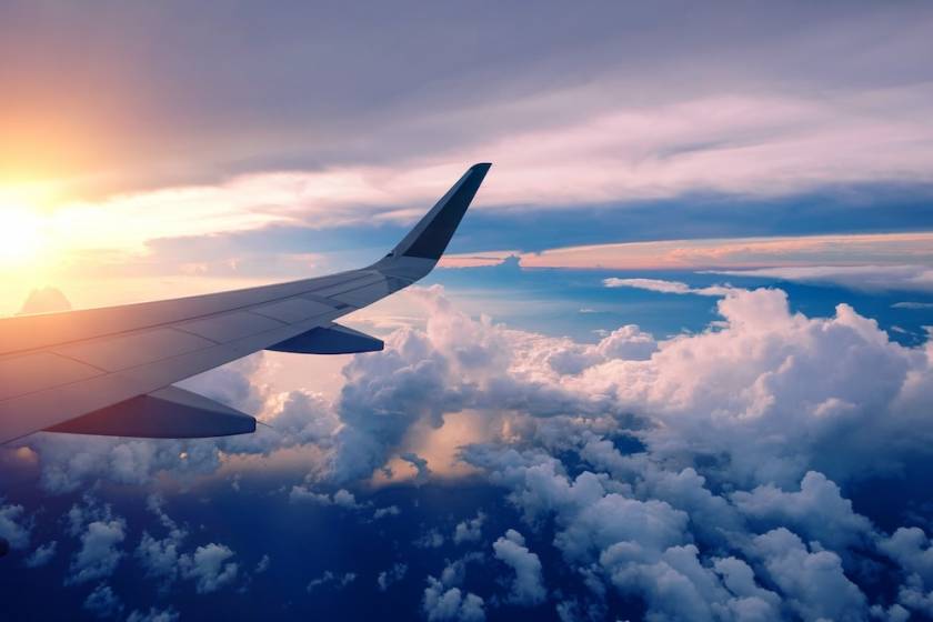 airplane wing in sky